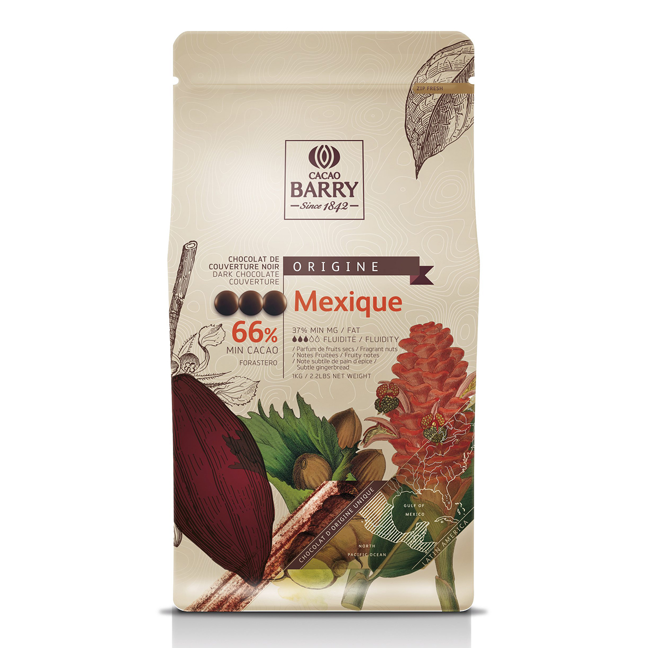 купить Шоколад темный Mexico Cacao Barry CHD-N66MEX-2B-U73  66% 6*1кг