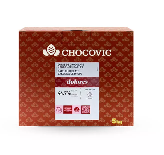 купить Термостабильные капли из темного шоколада Dolores Chocovic 44,7% CHD-DR-854CHVC-25B 3*5кг