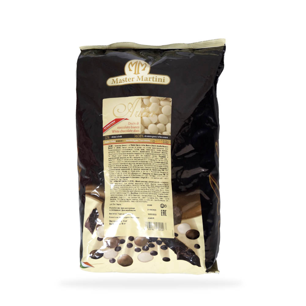 купить Шоколад белый "Ariba Bianco Dischi" 36/38 31% 1 кг