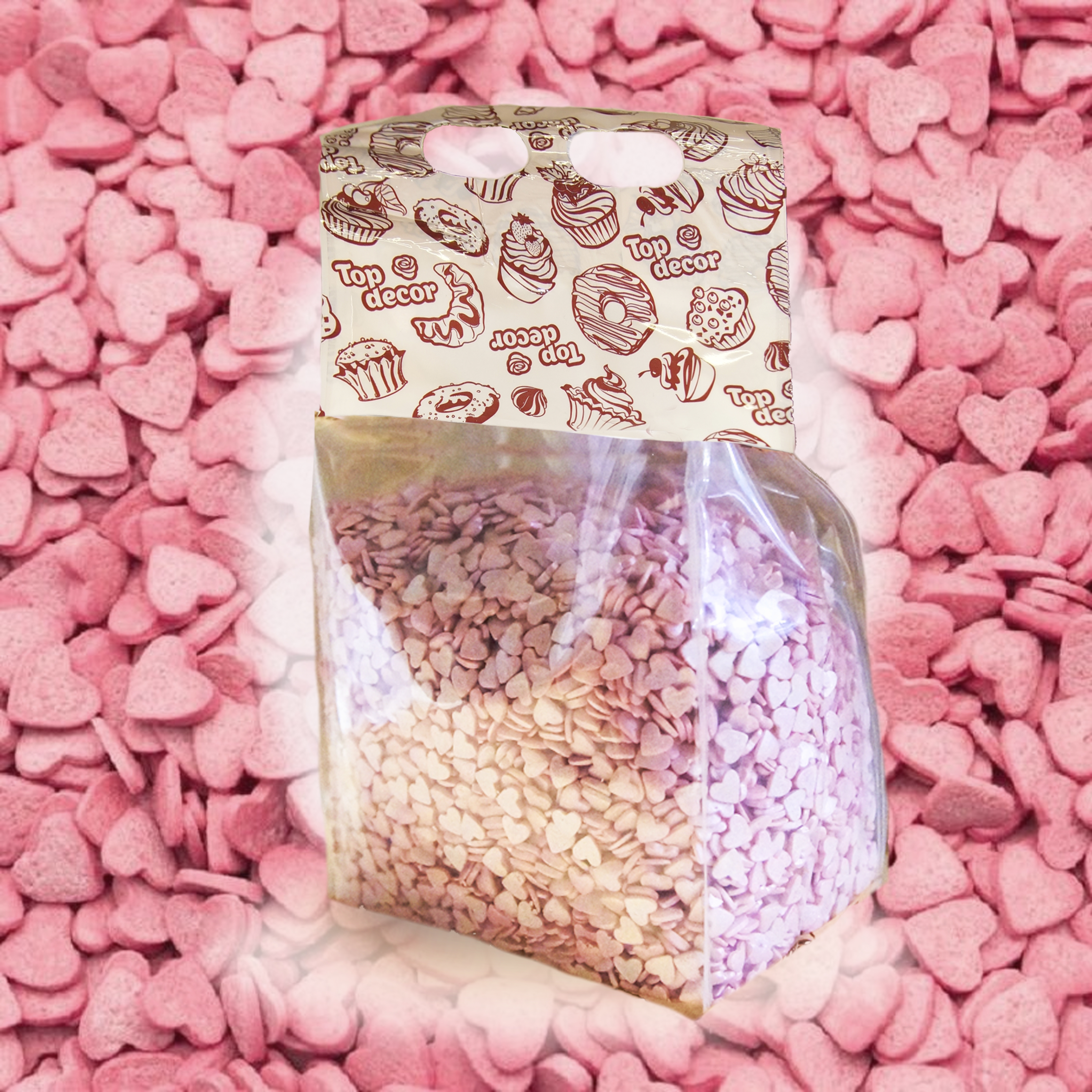 купить Декоративные посыпки "Сердца розовые перламутровые" 0,75кг 20387
