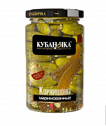 купить Огурцы Корнишоны маринованные ст/б Кубаночка 360 гр  в интернет-магазине