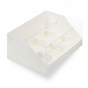 купить Коробка под капкейки с пластиковой крышкой 235*160*100 мм (6) (белая)  040311  в интернет-магазине